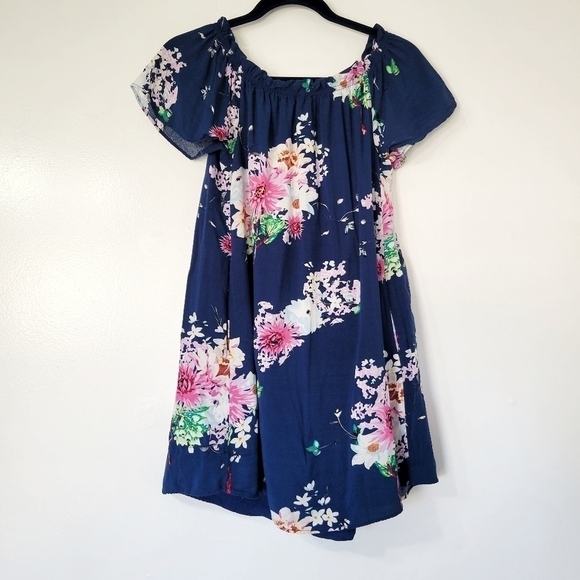 Davi & Dani Blue Floral Mini Dress Size Small - Picture 2 of 8